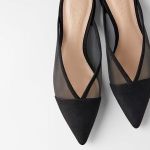 Zara black flat mesh mules